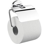 Emco Polo Toilet Roll Holder with Lid, Fine Curved Wall Mounted Toilet Roll Holder, Metal Toilet Roll Holder, Chrome