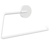 emco Round paper holder without lid, elegant toilet paper holder for screwing or gluing, made of metal, toilet roll holder, matt white