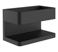 Emco Round Shower Basket No Drilling for Wall Mounting I Shower Shelf for Gluing or Screwing Made of Metal I Shower Shelf for Bathroom Utensils in, Wall Basket Black Wall Basket High