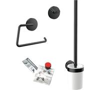 Emco round WC set with paper holder, brush set and adhesive set, 4398; color: Black