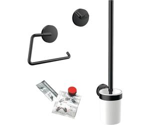 Emco round WC set with paper holder, brush set and adhesive set, 4398; color: Black