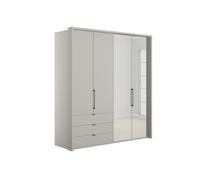 Emden 4 Door 3 Drawers On Left Hinged Mirrored Wardrobe H: 220 X W: 207 X L: 58 cm Pebble Grey