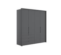 Emden 4 Door 3 Drawers On Left Hinged Wardrobe H: 220 X W: 207 X L: 58 cm Graphite