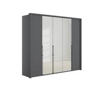 Emden 5 Door 3 Mirror Hinged Wardrobe H: 220 X W: 257 X L: 58 cm Graphite