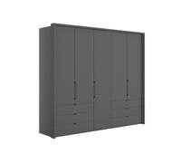 Emden 5 Door 6 Drawer Hinged Wardrobe H: 220 X W: 257 X L: 58 cm Graphite