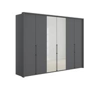 Emden 6 Door 2 Mirror Hinged Wardrobe H: 220 X W: 307 X L: 58 cm Graphite