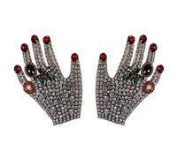 EMDOMO 1pair Beaded Rhinestones Applique Hands Diamond Crystal Motifs Badge Patches for Shoes Bags Decorated Sewing Accessories