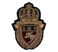 EMDOMO 1piece Indian Silk Gold Crown Bee Rooster Gold Cat Horse Shoulder Badges Motifs Embroidery Patches T-shirt Clothes Decorated Sewing Accessories (M)