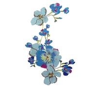 EMDOMO 1piece Large Flower Embroidery Applique Patches Sew on Lace Fabric Motif Clothes Decorated DIY Sewing Supplies (A Blue 1piece)