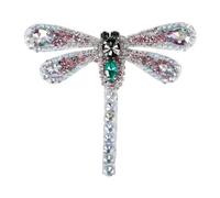 EMDOMO 2pieces Colourful Beaded Dragonfly Patches Rhinestones Diamond Motifs Badge for Bags Decorated Ctaft Sewing Accessories (White)