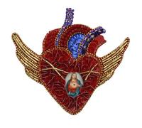 EMDOMO Beaded Applique Floral Heart Mary Rhinestone Beads Jesus Clothing Bag Deco Virgin Mary Paches, Virgen De Guadalupe Patch, Our Lady of Guadalupe for Baptismal Garment 2pieces (D)