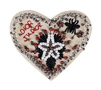 EMDOMO Craft Beaded Evil Eyes Patches Sacred Heart Applique Rhinestones Badge Sew on Handmade Clothing Decorated 2 Pieces (A)