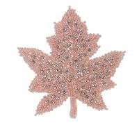 EMDOMO Craft Beaded Flower Patches Sequin Flower Badge Rhinestones Applique Maple Patch Sew On Handmade Clothing Decoration 1 piece (G)