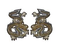 EMDOMO Dragons Embroidered Patch Iron on Harmony Dragon Mythology Emblem Clothing Patches Fabrics Embroidery Dragon Applique 1pair