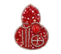 EMDOMO Gourd Calabash Beaded Rhinestone Patches Clothing Sewing Applique for Hat Scarves (A red 2pieces)
