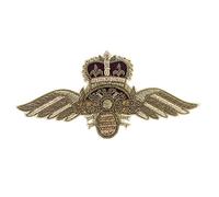 EMDOMO Handmade Gold Indian Silk Crown Wings Bee Badges Bullion Wire Embroidery Patches Applique Emblems 1 piece