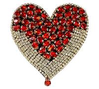 EMDOMO Large Heart Rhinestones Crystal Badges Motif Diamond Patches for Clothes Jacket Back Patches 1piece