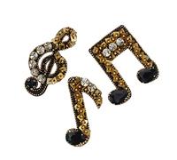 EMDOMO Music Note Patches Beaded Rhinestones Badges Applique Motif Sew on Patches for DIY Gift Decorated Accessories (A)