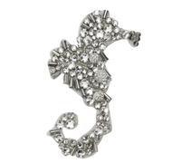 EMDOMO White Seahorse Sea Horse Fish Patch Underwater Ocean Sea Life Sew On Bead Applique for Clothes Scarf Bead Rhinestones Appliqué