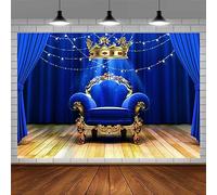 EMDSPR Royal Blue Backdrop Royal Chair Backdrops, 7x5ft, Crown Throne Photography Background King Queen Theme Birthday Party Supplies Baby Shower Decor Banner Photo Booth Props BJHYPR0048