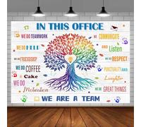 EMDSPR Teamwork Backdrop, 7x5ft, Tree Inspirational Quotes Office Backdrops Motivational Photography Background Workplace Positive Sayings Decor Banner Decorations Photo Booth Props