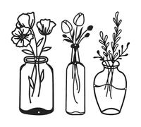 Emdvsco 3pcs Wrought Iron Vase Wall Decoration Metal Framed Flower Silhouette Ornament Flower Wall Art Sculpture Home House Kitchen Porch Livin Decors