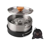 Emdvsco Camping Cookware - Stainless Steel Portable Non-Stick Pot with Storage Bag - Camp Cooking Set - for Home Restaurant Outdoor Picnic Travel Adventure Scout Campfire Fish Eggs Pancakes