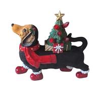 Emdvsco Christmas Dachshund Dog Figurines Resin Lighted Dog Figurines for Home Kitchen Ornament Desk Table Shelf Bedroom Living Room Holiday Decorations