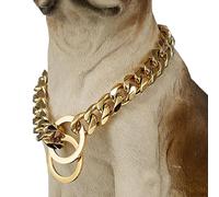 Emdvsco Dog Choke Collar,34 Inch Dog Collar Chain | Stylish Stainless Heavy Duty Chain Fits 30in Neck for Small Large Breed Nighttime Safety Behavior Correction Puppy