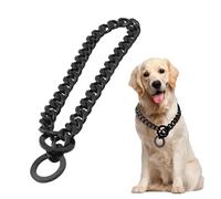 Emdvsco Dog Training Collar - 34 Inch Dog Choke Chain - Stylish Stainless Heavy Duty Chain Fits 30in Neck for Small Large Breed Nighttime Safety Behavior Correction Puppy