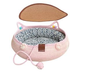 Emdvsco Hand-knitted Cat Bed Soft Comfortable Cat Beds with Cushion Pillow Indoor Nest for Kitten Puppy Sleeping Calming Indoor Home Apartment Living Room