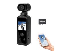 EMEBAY 64GB Ultra HD 4K Pocket Action Camera, 270° Rotatable Vlogging Mini Handheld Sports Cam, EIS/Time-lapse photography/Slow motion shooting/Underwater Wearable Body Camera
