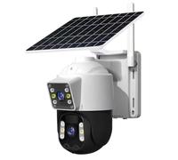 EMEBAY Wireless Outdoor Wi-Fi Camera with Solar Panel, External Battery Surveillance Camera, 6 MP/2 Lenses/360° Rotation/Human Detection/Colour Night Vision/Two-Way Audio