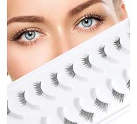 EMEDA 10 Pairs Transparent Strip Half Lashes - Accent False Eyelashes for Natural, Wispy, Cat Eye Look