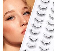 EMEDA 10 Styles False Eyelashes Natural Look 3D Short and Soft Fake Eyelashes Faux m ink Lashes Fluffy And Wispy Eye Lashes 10 Pairs 100% Handmade Fake Lashes 1 Pack (mix)