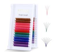 EMEDA 8 Colored Mix Volume Lash Extensions 15mm D curl White Rose Pink Red Green Emerald Blue Purple Lash Extensions Easy Fan Volume Lashes 10D 20D Colorful Fanning Eyelash Extensions (0.07 D 15mm)