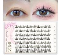 EMEDA Cluster Lashes 70 Pcs DIY False Eyelashes C Curl Individual Lashes 11mm 12mm 13mm 14mm Manga Lashes DIY Eyelash Extensions Thin Band Natural Cluster Lash Kit (Mix 11-14mm)