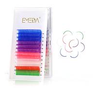 EMEDA Colored Lash Extensions D Curl .07 Thickness Blue Purple Pink White Red Green Mix Color 14mm Pop Hot Colorful Extra Classic Single Individual Eyelash Extensions (mix color 14mm 0.07 D curl)