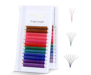 EMEDA Colorful Easy Fan Lashes Mix 8 Colored Volume Lash Extensions 13mm D Curl White Rose Pink Red Green Emerald Blue Purple Eyelash Extensions 3D 6D 10D Colorful Self fanning Lashes (0.07 D 13mm)