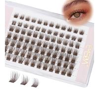 EMEDA Dark Brown Individual Cluster Lashes D Curl Mix 8mm 10mm 12mm DIY Eyelash Extensions Clear Band Natural Look Brown Lash Clusters Colored Cluster lashes (Dark brown)