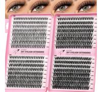 EMEDA DIY Eyelash Clusters 640PCS 30D 40D 50D 60D Lash Extensions 9mm-16mm Mix Length D curl Natural Look Fluffy Wispy Individual Eyelash Extension Kit for Self Use (30D&40D&50D&60D 0.07mm)