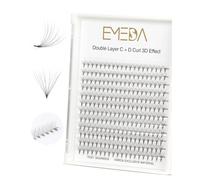 EMEDA Double Layer 6D Premde Lash Fans C + D Curl Mixed 0.05 9-14mm 3D Effect Eyelash Extensions Thin Stem Pre Made Fans 3D 6D Volume Lash Extensions For Salon (6D 0.05mm C+D)