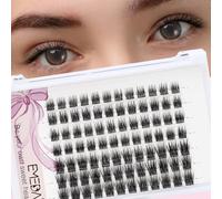 EMEDA Individual Lash Extensions C Curl Cluster Lashes 10mm Natural Look DIY Eyelash Extensions Reusable Lash Clusters Super Thin Band Lash Ribbons (D02-10mm)