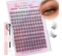 EMEDA Lash Clusters kit, Individual Lashes Wispy & Natural Cluster Lashes with Bond and Seal Tweezers Soft Thin Band eyelash extension kit 10mm 11mm 12mm 13mm Mix (EME134 mix)
