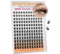EMEDA Natural Cluster Lashes Wispy Individual Eyelashes DIY Eyelash Extensions at Home Fluffy Lash Clusters D Curl Soft Clear Band 8mm 10mm 12mm 14mm Mix Eyelash Clusters for Beginner (YLB035-black)
