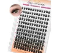 EMEDA Natural Cluster Lashes Wispy Individual Eyelashes DIY Eyelash Extensions at Home Fluffy Lash Clusters D Curl Soft Clear Band 8mm 10mm 12mm 14mm Mix Eyelash Clusters for Beginner (YLB009-black)