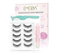 EMEDA Natural lashes with glue and tweezers 5 Pair Natural look eyelashes with lash glue 3D Short Natural false lashes Kit Strip Fake Lashes With Applicator (Natural 1)