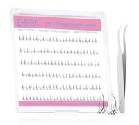 EMEDA Self Adhesive Bottom Eyelashes Pre-glued Under cluster lashes D curl 5-6mm natural looking lash clusters with tweezers DIY lash extension kit (Bottom lashes)