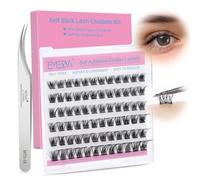 EMEDA Self Adhesive Eyelashes Pre-glued cluster lashes D curl 8-14mm natural looking lash clusters with tweezers DIY lash extension kit (Z14)