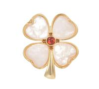 EMEGCY Floral Pearl Brooch Austrian Crystal Rhinestone Pins Gold Plated Leaf Lapel Pin Four Leaf Clover Brooch Birthday Graduation Jewelry Gift for Women Men, One Size, Copper, base